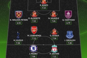 桑德兰四将！WhoScored评英超新援最佳阵：苏维门迪 佩德罗在列