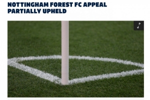 英足总官方：诺丁汉森林部分上诉成功，罚款数目将减少至11.2万镑