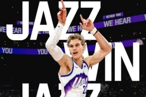 爵士官方发马尔卡宁“妖娆”姿势赢球海报 努尔基奇转发