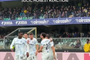 烫手烫手😱！实拍：泽林斯基超级世界波，庆祝时苏契奇反应亮了